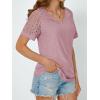 imageAUTOMET Womens V Neck T Shirts Short Sleeve Dressy Causal Tops Eyelet Embroidery Summer 2025 Fashion Trendy ClothesDark Pink
