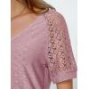 imageAUTOMET Womens V Neck T Shirts Short Sleeve Dressy Causal Tops Eyelet Embroidery Summer 2025 Fashion Trendy ClothesDark Pink