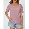 imageAUTOMET Womens V Neck T Shirts Short Sleeve Dressy Causal Tops Eyelet Embroidery Summer 2025 Fashion Trendy ClothesDark Pink