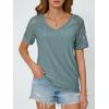 imageAUTOMET Womens V Neck T Shirts Short Sleeve Dressy Causal Tops Eyelet Embroidery Summer 2025 Fashion Trendy ClothesGreen