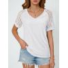 imageAUTOMET Womens V Neck T Shirts Short Sleeve Dressy Causal Tops Eyelet Embroidery Summer 2025 Fashion Trendy ClothesWhite