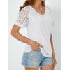 imageAUTOMET Womens V Neck T Shirts Short Sleeve Dressy Causal Tops Eyelet Embroidery Summer 2025 Fashion Trendy ClothesWhite