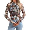 imageAUTOMET Lace Long Sleeve Floral Mesh Mockneck Going Out Tops for Women Spring Fashion Outfits 2025Floral Fierce