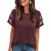 imageAUTOMET Women Short Sleeve Summer Top 2025 Lace Dressy Casual Business Cute T Shirts Blouse Basic TeeBurgundy