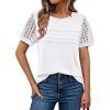 imageAUTOMET Womens Short Sleeve Shirts Dressy Lace Summer Tops 2025 Spring Trendy Casual TShirts Cute Work Outfits BlousesWhite