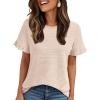 imageAUTOMET Womens Shorts Sleeve T Shirts Summer Casual Ruffle Tops 2025 Crew Neck Trendy Fashion Dressy BlousesApricot