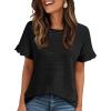 imageAUTOMET Womens Shorts Sleeve T Shirts Summer Casual Ruffle Tops 2025 Crew Neck Trendy Fashion Dressy BlousesBlack