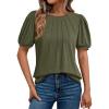 imageAUTOMET Womens Summer Tops Short Sleeve Shirts Business Casual Outfits Puff Dressy Blouses Spring Clothes 2025Armygreen