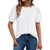 imageAUTOMET Womens Summer Tops Short Sleeve Shirts Business Casual Outfits Puff Dressy Blouses Spring Clothes 2025White