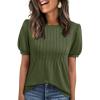 imageAUTOMET Womens Tops Short Sleeve TShirts Blouses Dressy Casual Business Puff Pleated Summer Fashion 2025 Basic Comfy ClothesArmygreen