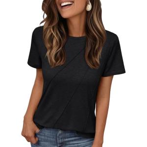 imageAUTOMET Womens Summer Tops Workout Shirts Beach Vacation Outfits Business Tshirts Dressy Fashion Spring Clothes 2025Black