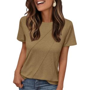 imageAUTOMET Womens Summer Tops Workout Shirts Beach Vacation Outfits Business Tshirts Dressy Fashion Spring Clothes 2025Coffee