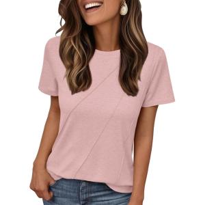 imageAUTOMET Womens Summer Tops Workout Shirts Beach Vacation Outfits Business Tshirts Dressy Fashion Spring Clothes 2025Pink