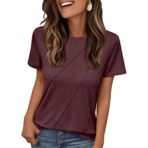 imageAUTOMET Womens Summer Tops Workout Shirts Beach Vacation Outfits Business Tshirts Dressy Fashion Spring Clothes 2025Winered