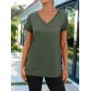 imageAUTOMET T Shirts for Women Short Sleeve Shirts V Neck Plus Size Summer Tops Casual Beach Vacation Outfits Clothes 2025Armygreen