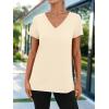 imageAUTOMET T Shirts for Women Short Sleeve Shirts V Neck Plus Size Summer Tops Casual Beach Vacation Outfits Clothes 2025Cream