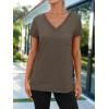 imageAUTOMET T Shirts for Women Short Sleeve Shirts V Neck Plus Size Summer Tops Casual Beach Vacation Outfits Clothes 2025Darkcoffee