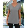 imageAUTOMET T Shirts for Women Short Sleeve Shirts V Neck Plus Size Summer Tops Casual Beach Vacation Outfits Clothes 2025Grey