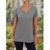 imageAUTOMET T Shirts for Women Short Sleeve Shirts V Neck Plus Size Summer Tops Casual Beach Vacation Outfits Clothes 2025Grey