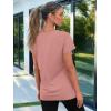 imageAUTOMET T Shirts for Women Short Sleeve Shirts V Neck Plus Size Summer Tops Casual Beach Vacation Outfits Clothes 2025Pink
