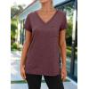 imageAUTOMET T Shirts for Women Short Sleeve Shirts V Neck Plus Size Summer Tops Casual Beach Vacation Outfits Clothes 2025Winered