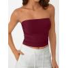 imageAUTOMET Tube Tops Strapless Crop Tops Basic Backless Sleeveless Bandeau Going Out Cute 2025 Summer ClothesBurgundy