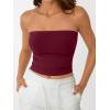 imageAUTOMET Tube Tops Strapless Crop Tops Basic Backless Sleeveless Bandeau Going Out Cute 2025 Summer ClothesBurgundy