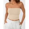 imageAUTOMET Tube Tops Strapless Crop Tops Basic Backless Sleeveless Bandeau Going Out Cute 2025 Summer ClothesKhaki