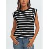 imageAUTOMET Womens Sleeveless Summer Tank Tops Casual Trendy T Shirts Basic Trendy Cap Sleeve Oversized TeeBlackwhite