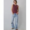 imageAUTOMET Womens Tank Tops Sleeveless Loose Fit Summer Shirts with Textured Line DetailsWine Red