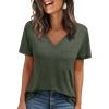 imageAUTOMET T Shirts for Women Short Sleeve Shirts V Neck Plus Size Summer Tops Casual Beach Vacation Outfits Clothes 2025Armygreen
