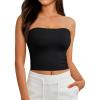 imageAUTOMET Tube Tops Strapless Crop Tops Basic Backless Sleeveless Bandeau Going Out Cute 2025 Summer ClothesBlack