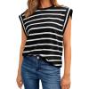 imageAUTOMET Womens Sleeveless Summer Tank Tops Casual Trendy T Shirts Basic Trendy Cap Sleeve Oversized TeeBlackwhite
