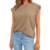 imageAUTOMET Womens Sleeveless Summer Tank Tops Casual Trendy T Shirts Basic Trendy Cap Sleeve Oversized TeeKhaki