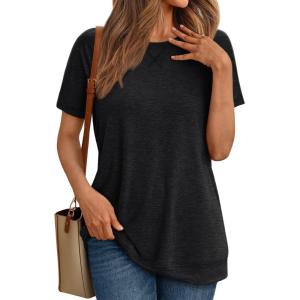 imageAUTOMET T Shirts Short Sleeve Crewneck Tees for Women Trendy Lightweight Soft Casual Summer Tops Clothes 2025Black