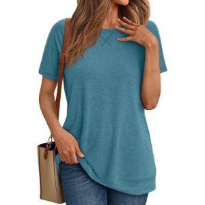 imageAUTOMET T Shirts Short Sleeve Crewneck Tees for Women Trendy Lightweight Soft Casual Summer Tops Clothes 2025Blue Grey