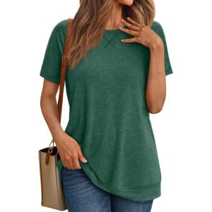 imageAUTOMET T Shirts Short Sleeve Crewneck Tees for Women Trendy Lightweight Soft Casual Summer Tops Clothes 2025Green