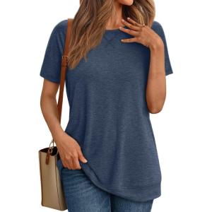 imageAUTOMET T Shirts Short Sleeve Crewneck Tees for Women Trendy Lightweight Soft Casual Summer Tops Clothes 2025Navy