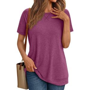 imageAUTOMET T Shirts Short Sleeve Crewneck Tees for Women Trendy Lightweight Soft Casual Summer Tops Clothes 2025Purple