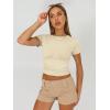 imageAUTOMET Womens 3 Piece Short Sleeve Shirts Basic Going Out Slim Fitted Crop Tops 2025 Summer Y2k ClothesBlack white apricot