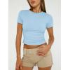 imageAUTOMET Womens 3 Piece Short Sleeve Shirts Basic Going Out Slim Fitted Crop Tops 2025 Summer Y2k ClothesBlack white babyblue