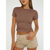 imageAUTOMET Womens 3 Piece Short Sleeve Shirts Basic Going Out Slim Fitted Crop Tops 2025 Summer Y2k ClothesBlack white coffee