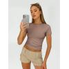 imageAUTOMET Womens 3 Piece Short Sleeve Shirts Basic Going Out Slim Fitted Crop Tops 2025 Summer Y2k ClothesBlack white coffeegrey