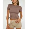 imageAUTOMET Womens 3 Piece Short Sleeve Shirts Basic Going Out Slim Fitted Crop Tops 2025 Summer Y2k ClothesBlack white coffeegrey