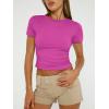 imageAUTOMET Womens 3 Piece Short Sleeve Shirts Basic Going Out Slim Fitted Crop Tops 2025 Summer Y2k ClothesBlack white hotpink