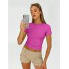 imageAUTOMET Womens 3 Piece Short Sleeve Shirts Basic Going Out Slim Fitted Crop Tops 2025 Summer Y2k ClothesBlack white hotpink