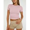 imageAUTOMET Womens 3 Piece Short Sleeve Shirts Basic Going Out Slim Fitted Crop Tops 2025 Summer Y2k ClothesBlack white pink