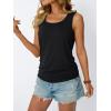 imageAUTOMET Womens Tank Tops 2025 Sleeveless Square Round Neck Ruched Spring Summer Tee Shirts Basic Outfits Trendy ClothesBlack