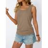 imageAUTOMET Womens Tank Tops 2025 Sleeveless Square Round Neck Ruched Spring Summer Tee Shirts Basic Outfits Trendy ClothesKhaki