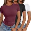 imageAUTOMET Womens 3 Piece Short Sleeve Shirts Basic Going Out Slim Fitted Crop Tops 2025 Summer Y2k ClothesBlack white winered
